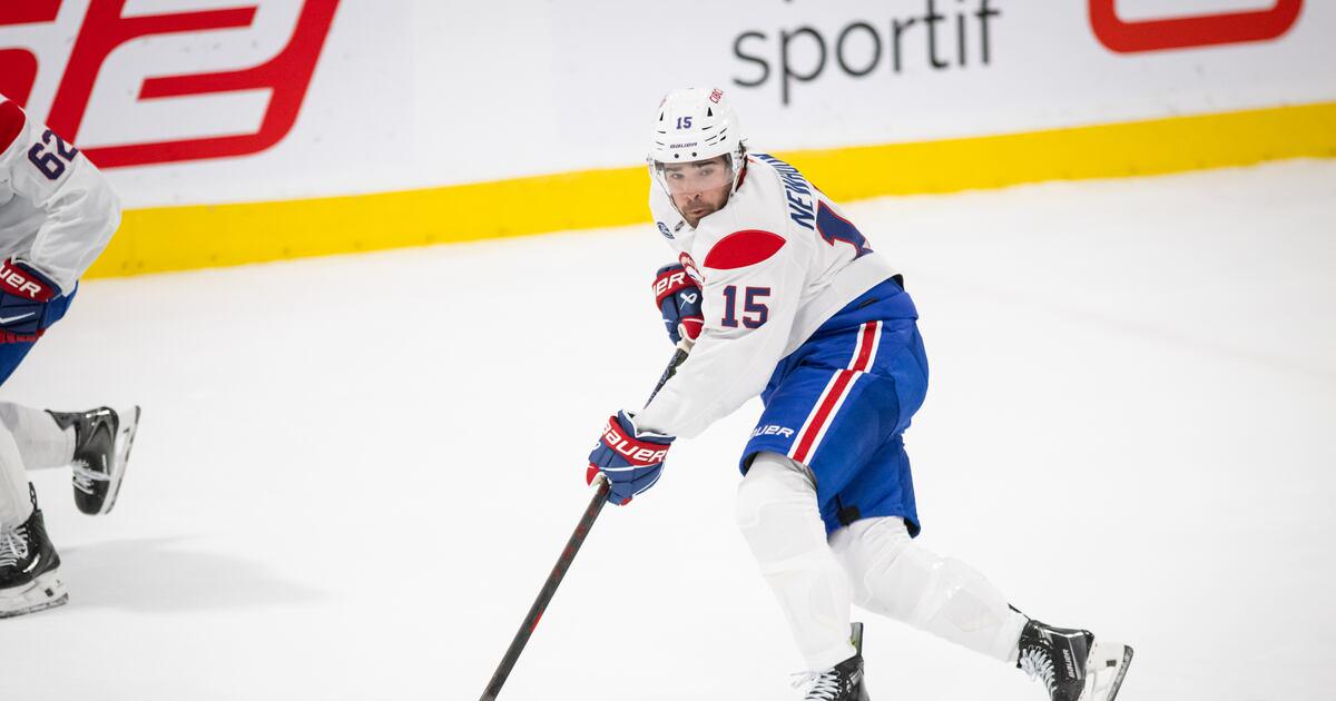 Newhook is back on the ice with a red jersey!