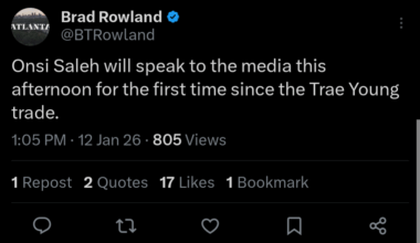 [Brad Rowland] Onsi Saleh will speak to the media this afternoon for the first time since the Trae Young trade.