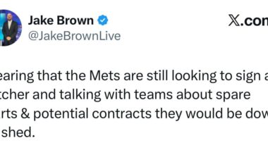 [Brown] Hearing that the Mets are still looking to sign a pitcher and talking with teams about spare parts & potential contracts they would be down to shed.