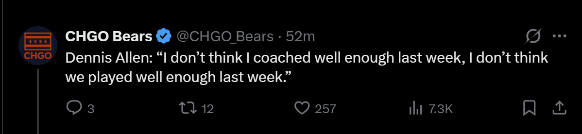 [CHGO] Dennis Allen: “I don’t think I coached well enough last week, I don’t think we played well enough last week.”