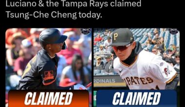 The Baltimore Orioles claimed Marco Luciano & the Tampa Rays claimed Tsung-Che Cheng today. (NS9)
