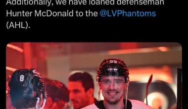 [Flyers] Transaction: We have activated defenseman Rasmus Ristolainen off injured reserve. Additionally, we have loaned defenseman Hunter McDonald to the LVPhantoms (AHL).