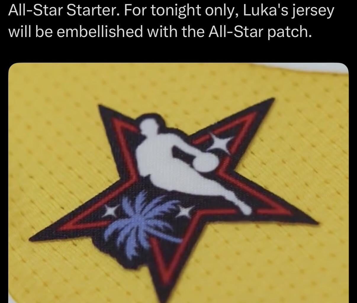 [Lakers] All-Star Starter. For tonight only, Luka’s jersey will be embellished with the All-Star Patch