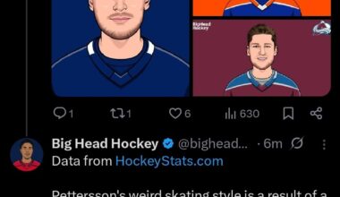 [BigHeadHockey] Highest WAR derived from penalty differential, since 2018/19: Pettersson's weird skating style is a result of a habit of sitting on his inside edges. It's really not something you should practice but it leads to him getting knocked over a ton, partially responsible for him drawing...