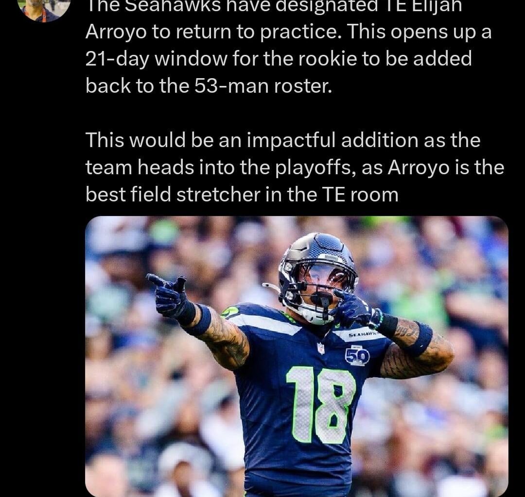 The Seahawks have designated TE Elijah Arroyo to return to practice.