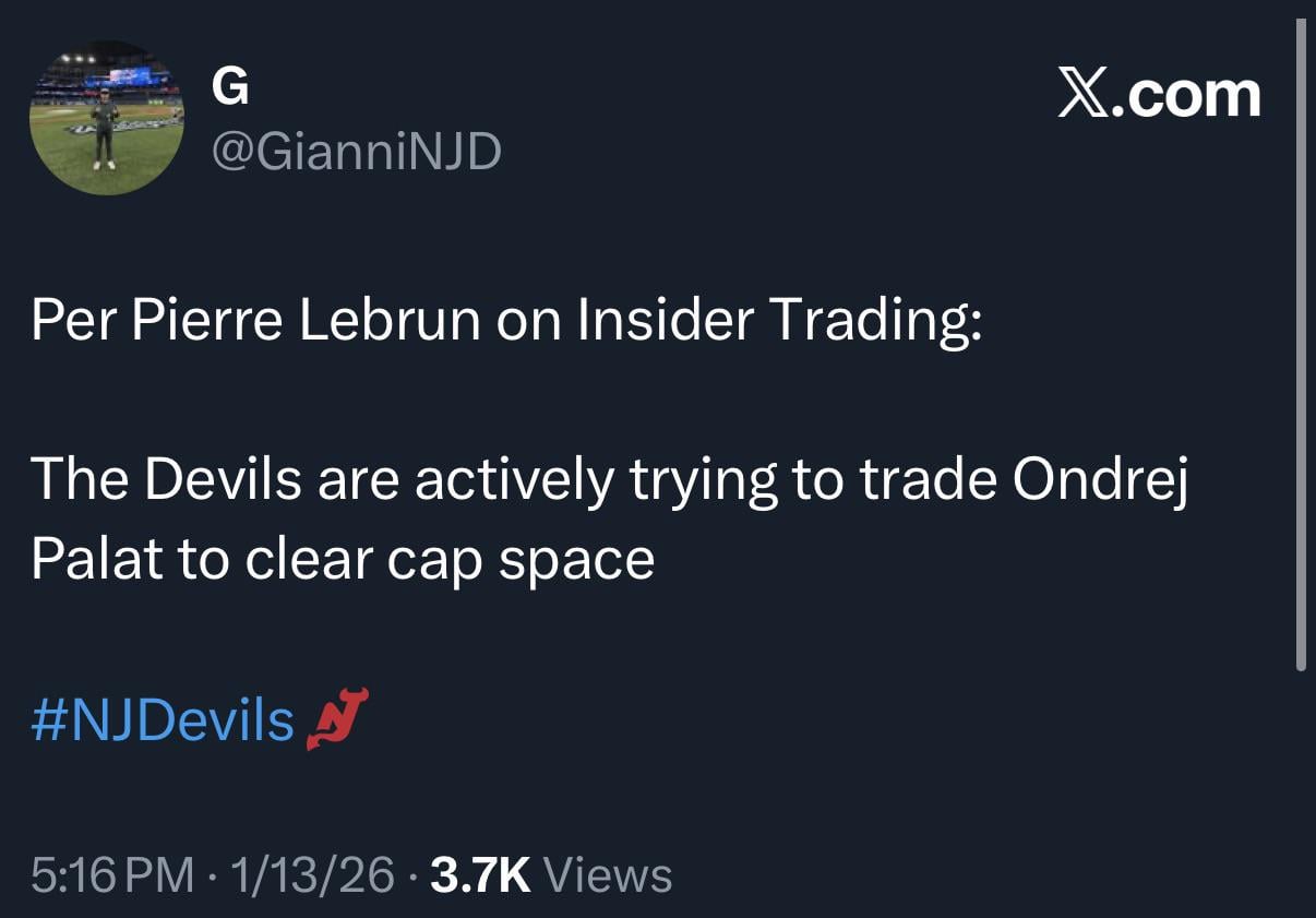 Devils are now actively trying to trade Palat