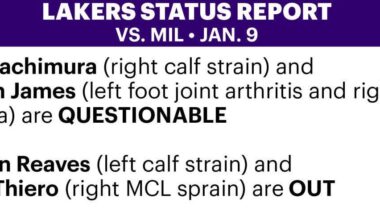 LeBron and Rui are both questionable for tomorrow’s game against the Bucks.