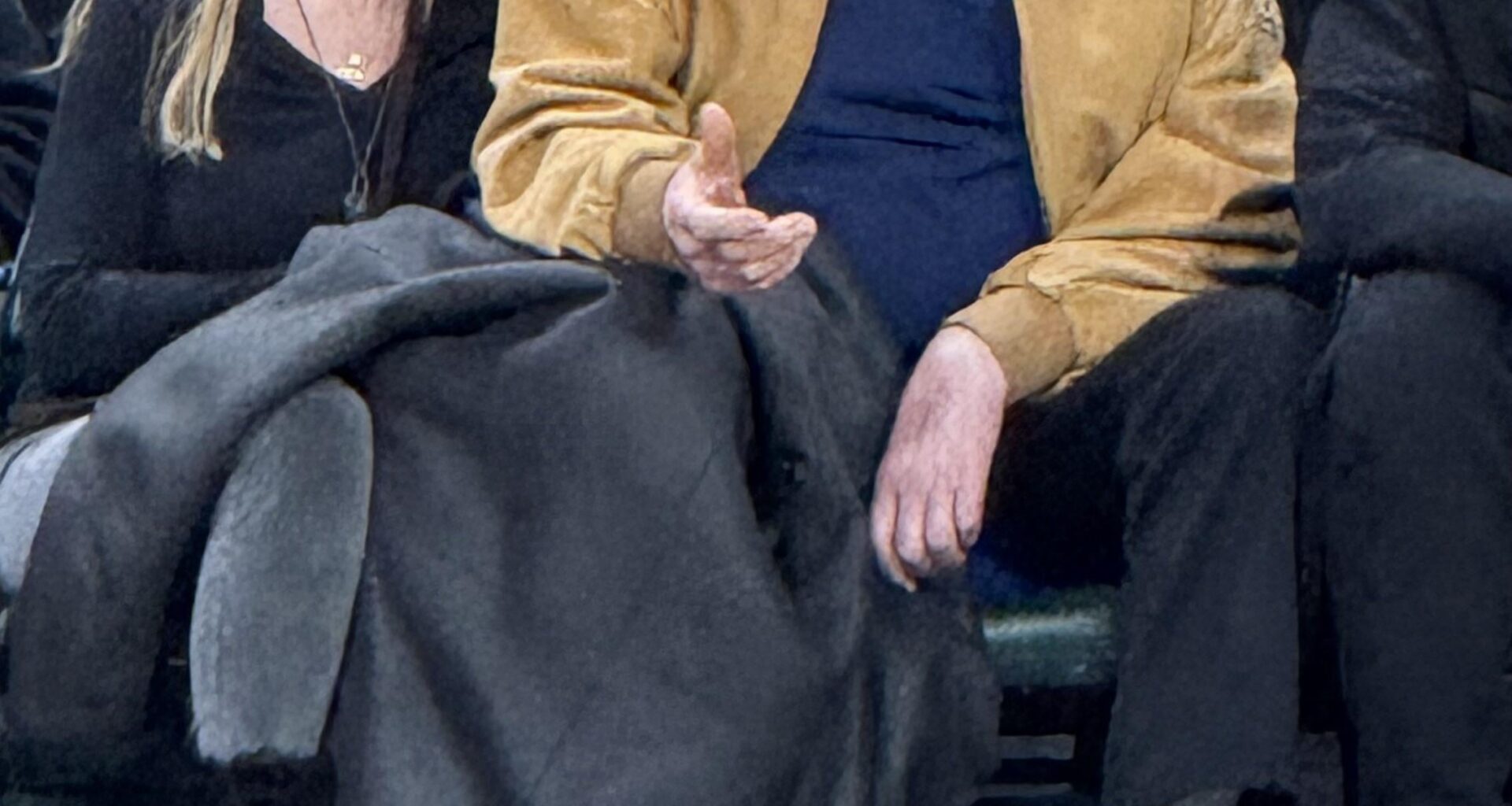 Pop sitting courtside at the Austin Spurs game tonight
