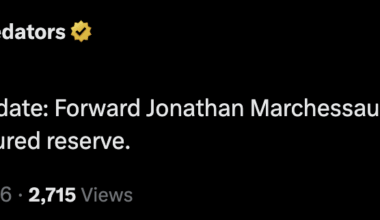 [Nashville Predators] Roster Update: Forward Jonathan Marchessault has been activated from injured reserve.