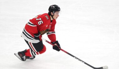 Blackhawks rookie Nick Lardis settling into NHL rhythm alongside Oliver Moore