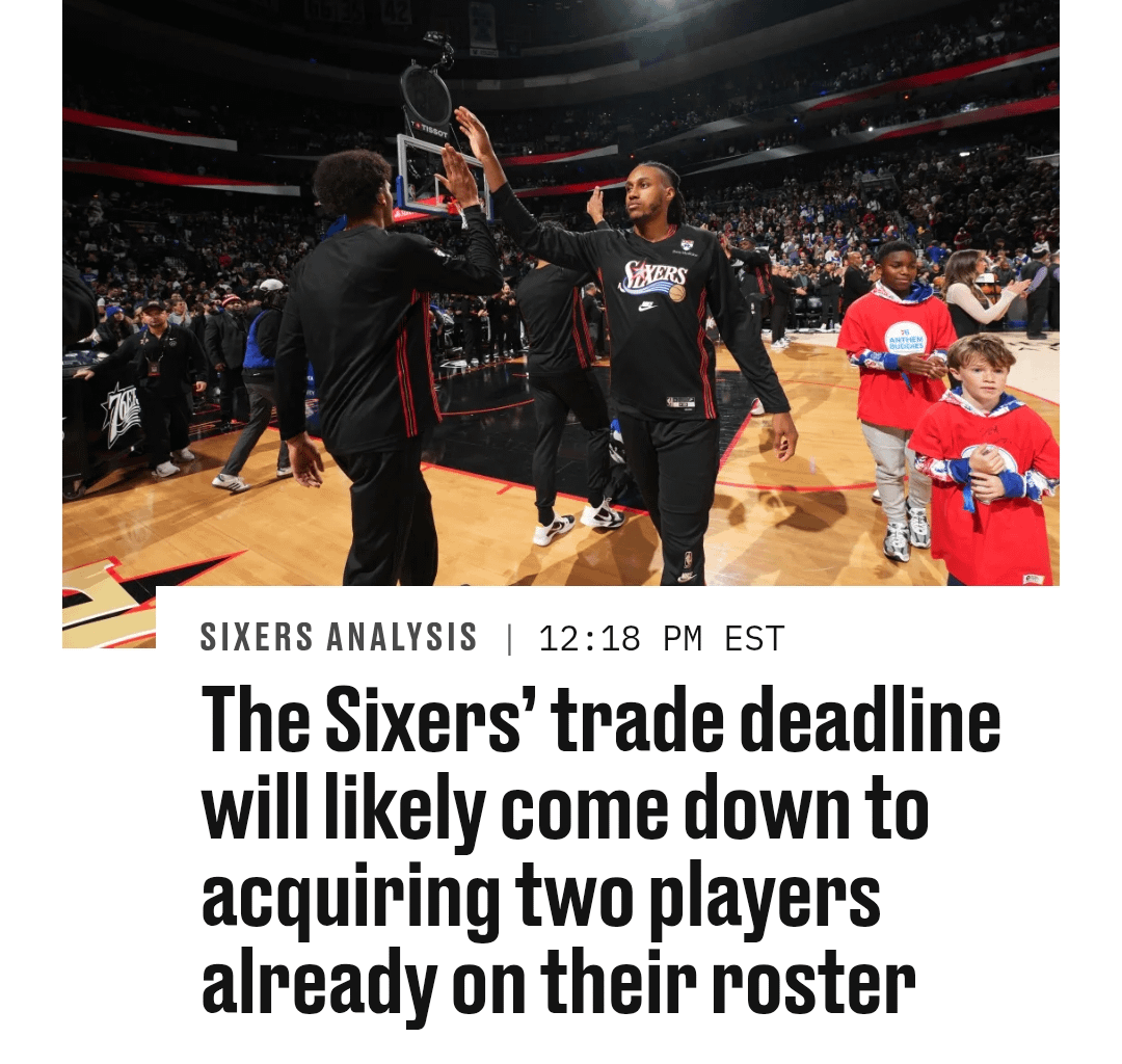 How do you feel about this? Basically it says our only additions this trade deadline might be signing Barlow and Walker to regular roster spots. Of course, we'd have to trade someone away to open a roster spot. Do you like this idea or nah?