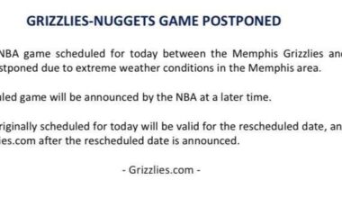 Grizzlies PR announced the following update for today’s Grizzlies-Nuggets game: