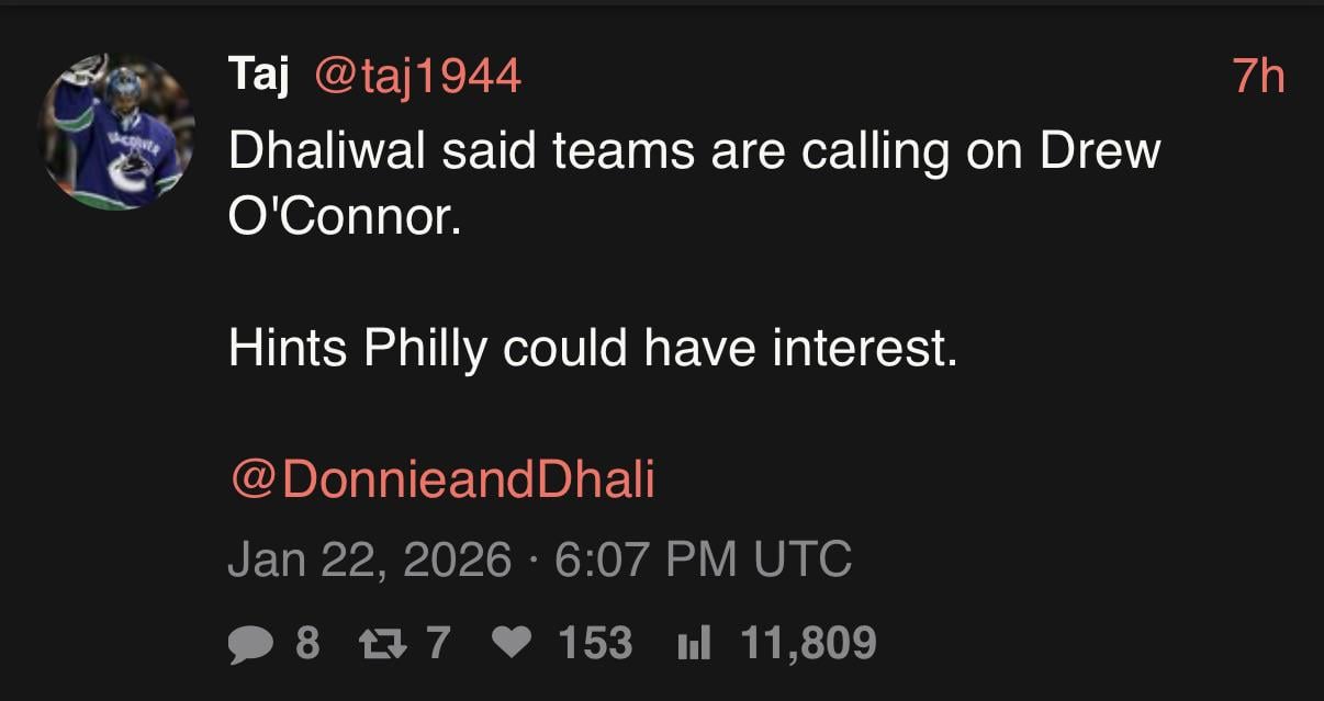 Flyers showing interest in Drew O’Connor