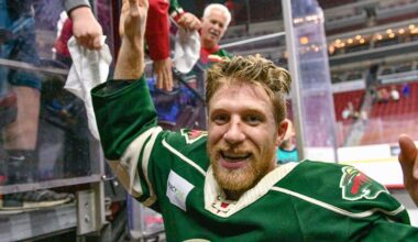Gerry Mayhew just became the all time leading goal scorer for the Iowa Wild with 200 points.