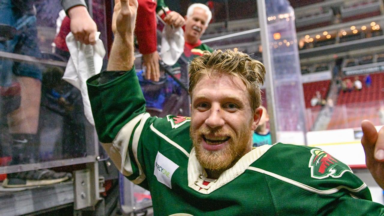 Gerry Mayhew just became the all time leading goal scorer for the Iowa Wild with 200 points.