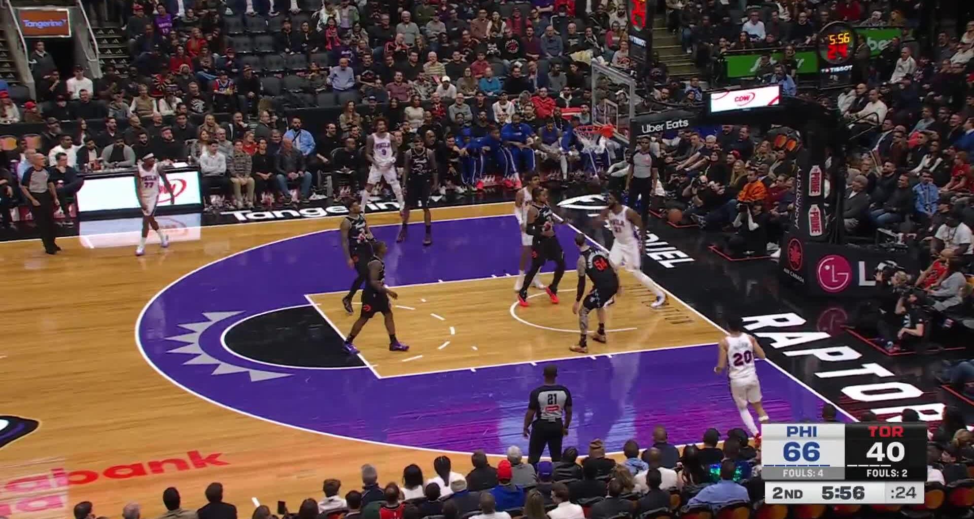 [Highlight] Joel Embiid detonates with the MASSIVE slam over Sandro Mamukelashvili as the Sixers continue to build their huge lead!