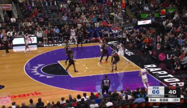 [Highlight] Joel Embiid detonates with the MASSIVE slam over Sandro Mamukelashvili as the Sixers continue to build their huge lead!