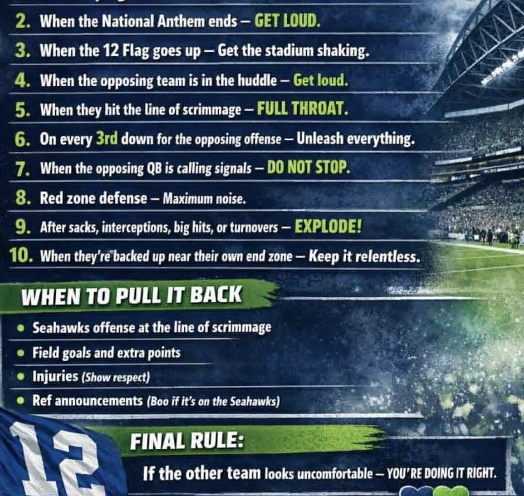 Noise rules for those going to the divisional round seahawks game