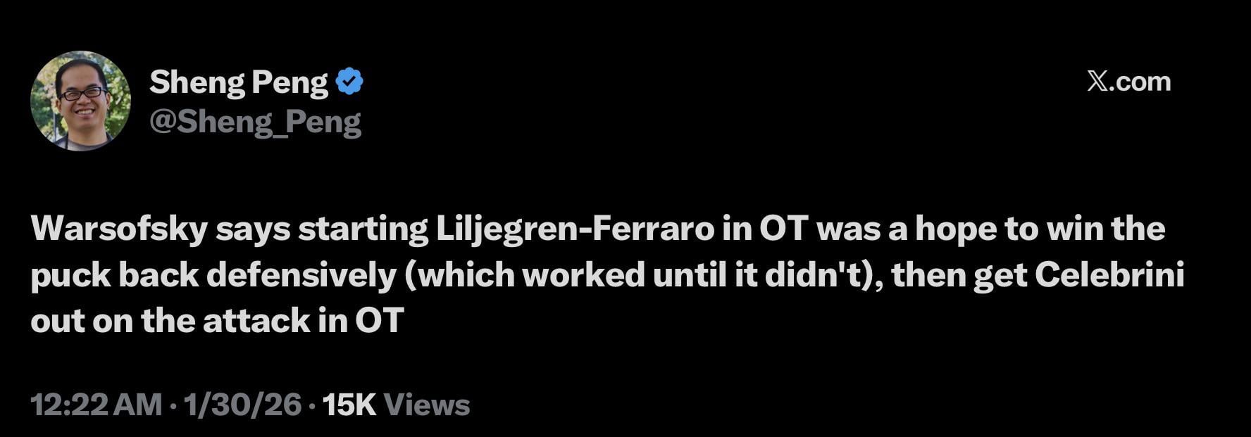 Bruno’s 2D to start OT might be catching on