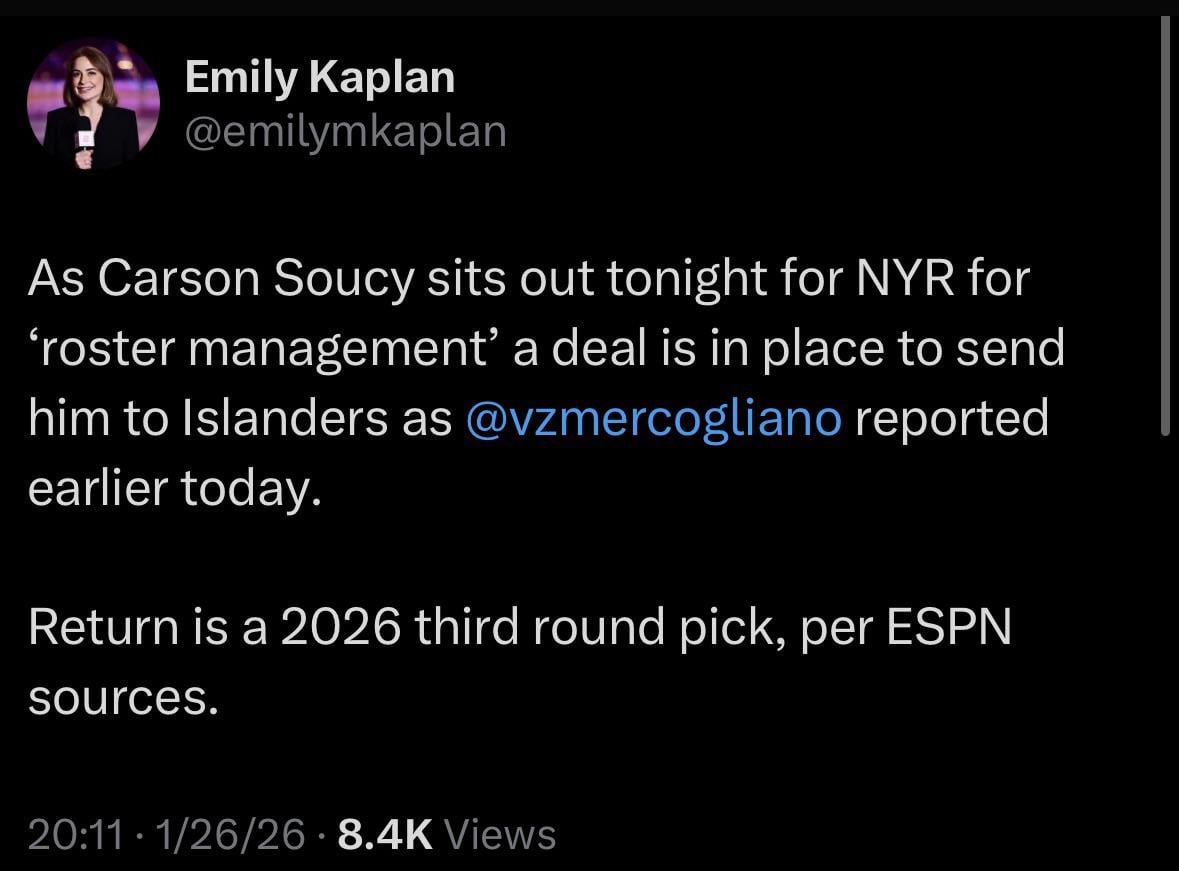 [Kaplan] Islanders sending back a 2026 3rd round pick for Soucy