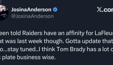 [Josina Anderson] Been told Raiders have an affinity for LaFleur, that was last week though.