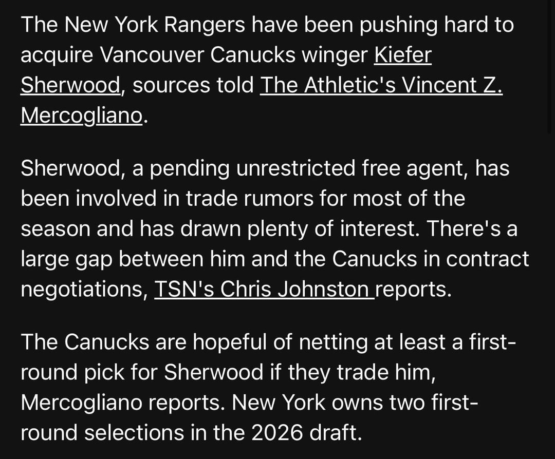 Rangers going after Sherwood (Per: The Score)