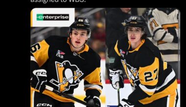 [Penguins] The Penguins have recalled forward Tristan Broz and defenseman Ryan Graves from the WBS Penguins (AHL). Defenseman Erik Karlsson has been placed on Injured Reserve. Forward Rafael Harvey-Pinard has been re-assigned to WBS.