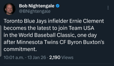 (Nightengale on X) Toronto Blue Jays Infielder Ernie Clement becomes latest to join Team USA in the World Baseball Classic