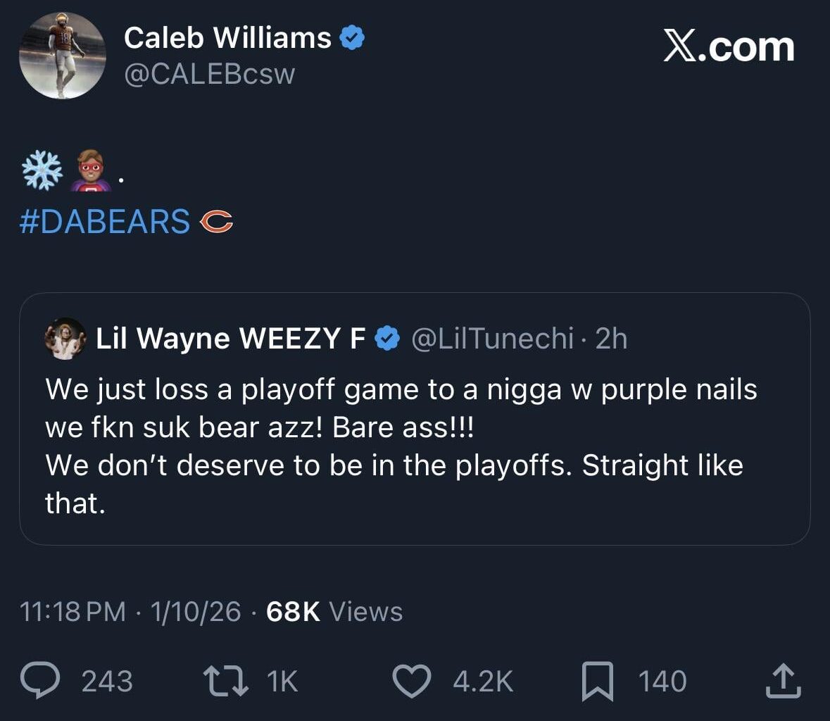 Caleb responds to Lil Wayne crashing out over losing to someone with "purple nails"