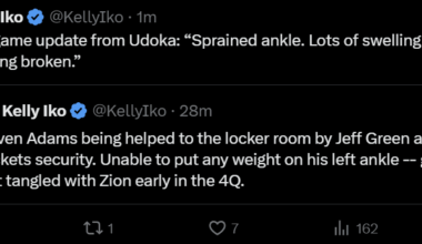 Steven Adams' Initial Injury Update: Sprained Ankle. Nothing broken.