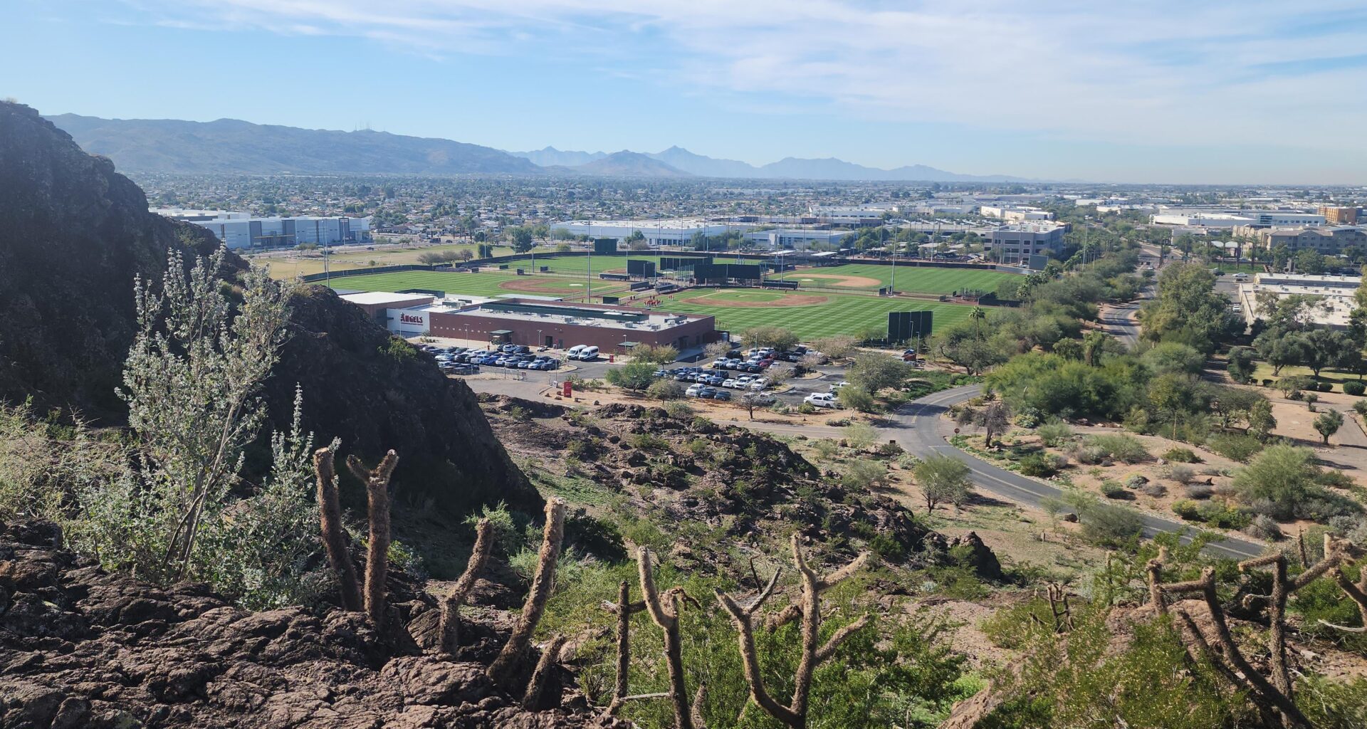 Zoom in, waaay in. Hiked to the top of the Buttes in Tempe and spotted our boys getting some early work in!