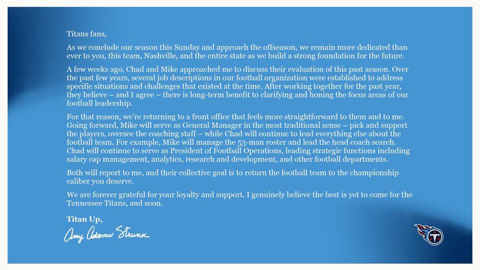 AAS Statement on the front office shift