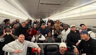 After the Win in Chicago On the Plane
