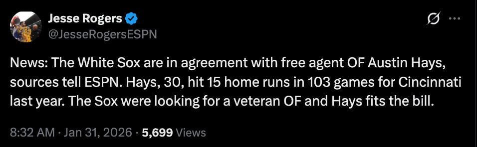 White Sox sign Austin Hays