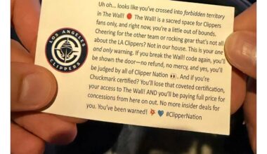 This can't be Real? "This is the notice you receive if you try to wear a Lakers jersey in the Clippers' Wall fan section, from last night's game"