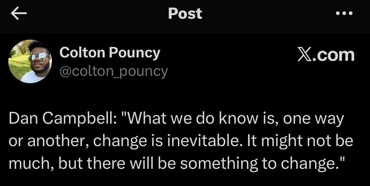 Dan Campbell on change for next season