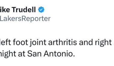Mike Trudell: LeBron (left foot joint arthritis and right sciatica) is out tonight at San Antonio.
