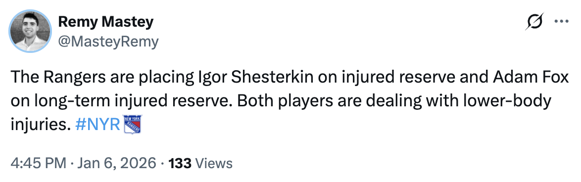 It's a lower body injury for both Fox and Shesty