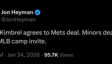 [Heyman] Craig Kimbrel agrees to Mets deal. Minors deal with MLB camp invite.
