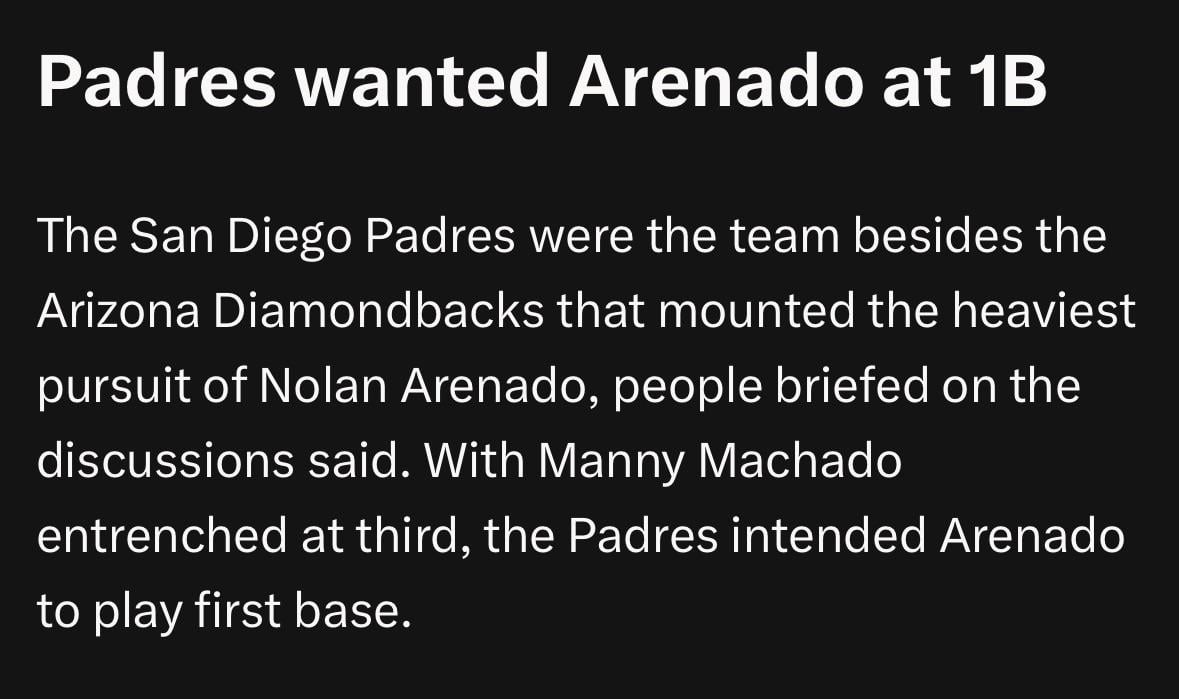 [Rosenthal] Padres wanted Arenado at 1B