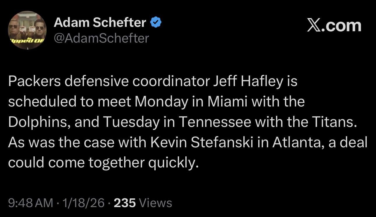 Dolphins could hire Jeff Hafley before he can make it to his interview with the Titans