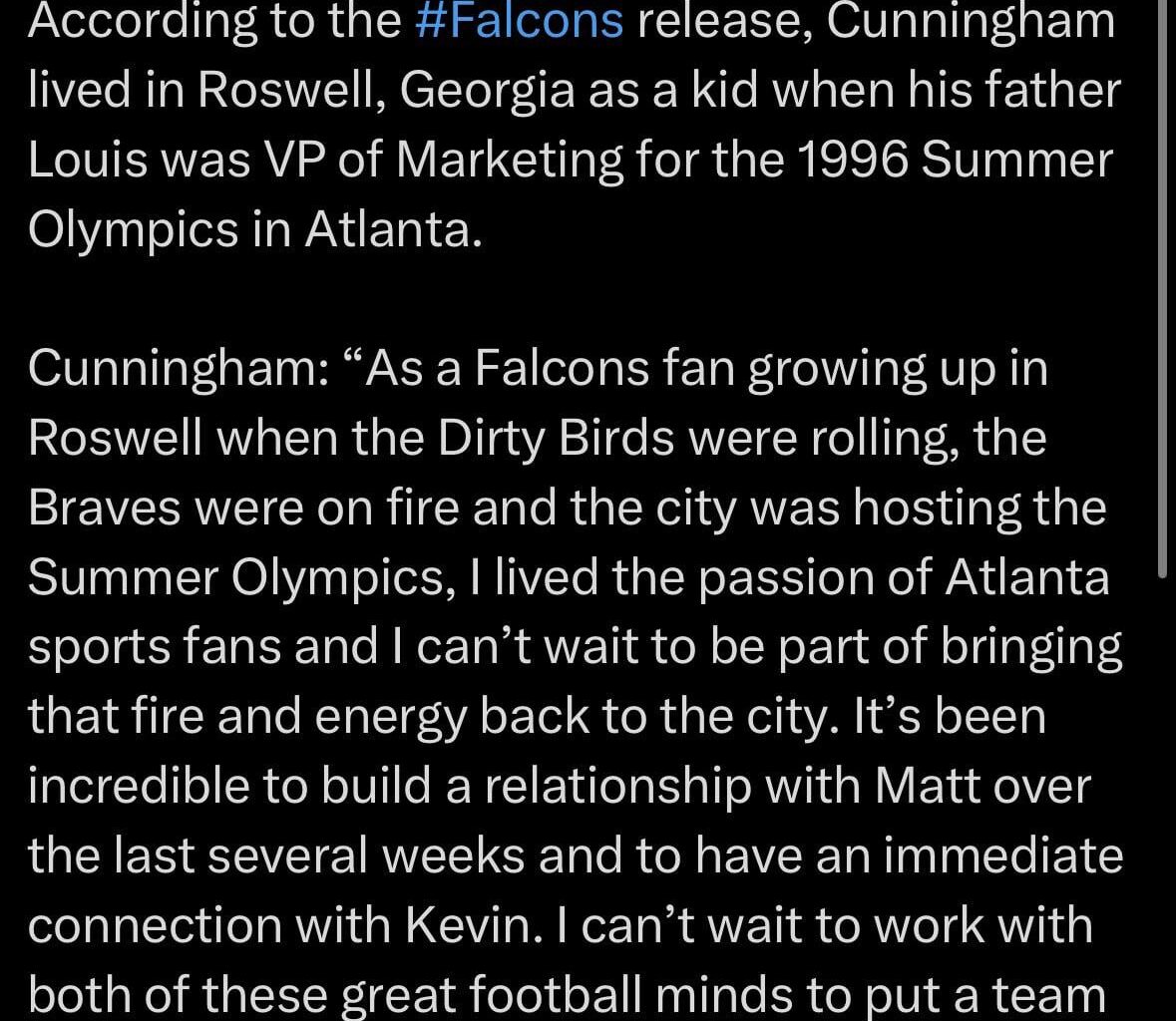 Statement from new GM, Ian Cunningham