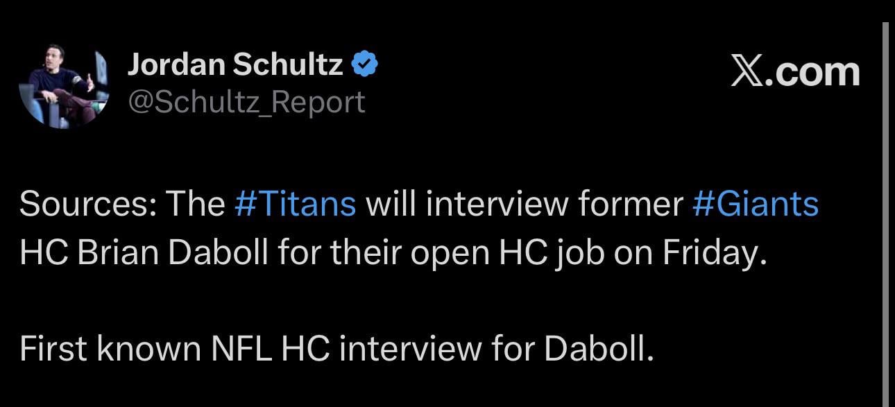 The Titans will interview former Giants HC Brian Daboll