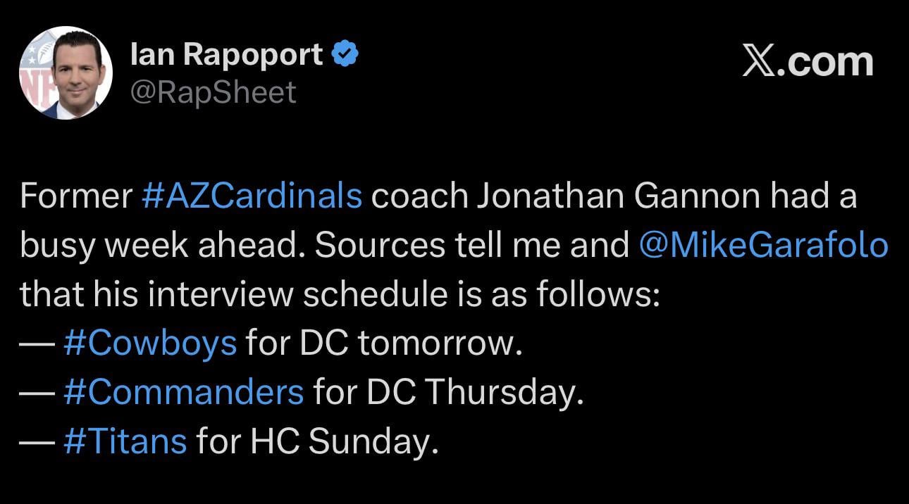 Titans to interview former Cardinals HC Jonathan Gannon on Sunday