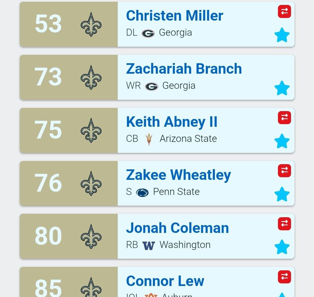 Mock Draft If We Trade Back