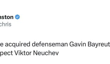 [Chris Johnston] Canes Acquire Viktor Nuechev. Trade Gavin Bayreuther.
