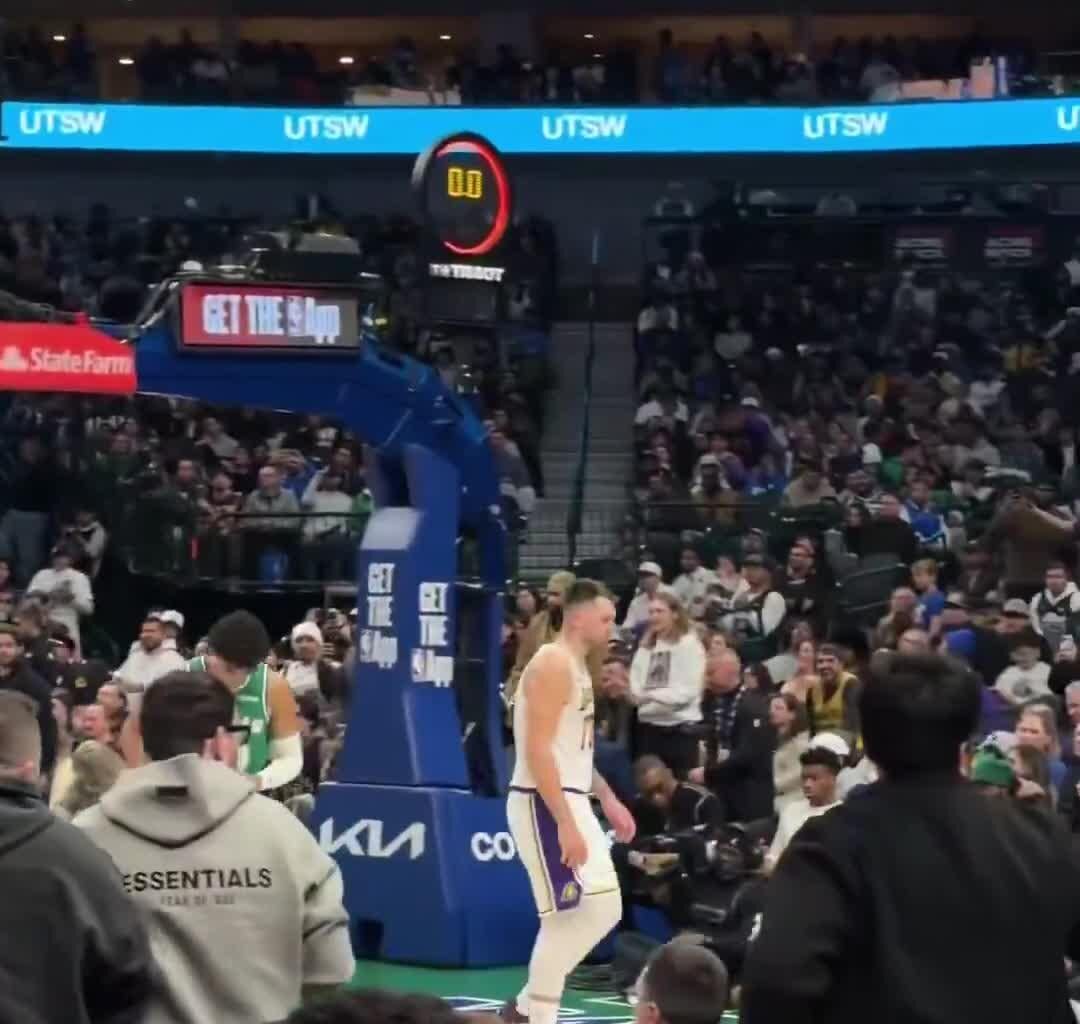 Luka Doncic instinctively starts walking towards the Mavericks home locker room at halftime vs Dallas earlier today