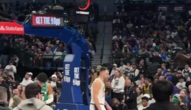 Luka Doncic instinctively starts walking towards the Mavericks home locker room at halftime vs Dallas earlier today