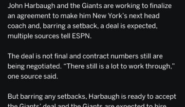 [Schefter] John Harbaugh and giants working to finalize a deal