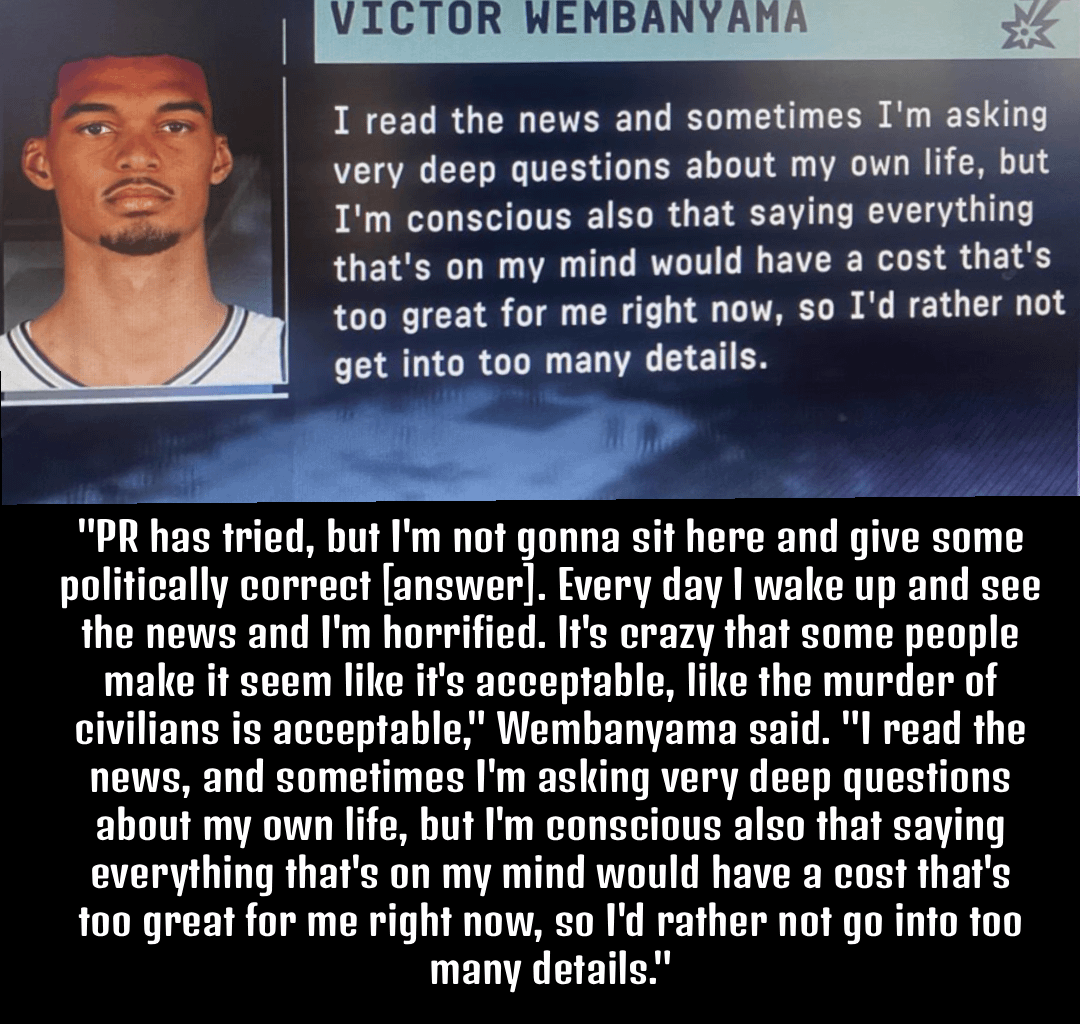 ESPN's version of Wemby's Quote, regarding the shooting by ICE in Minneapolis, VS the actual fully Quote